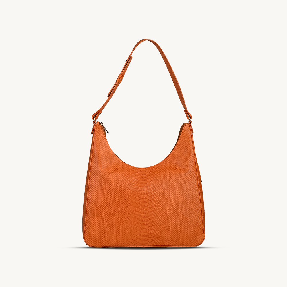 The Orange Textured Leather Hobo Bag