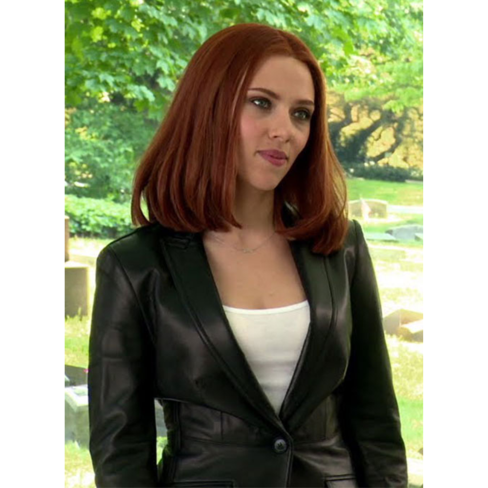 Scarlett Johansson The Winter Soldier Leather Blazer