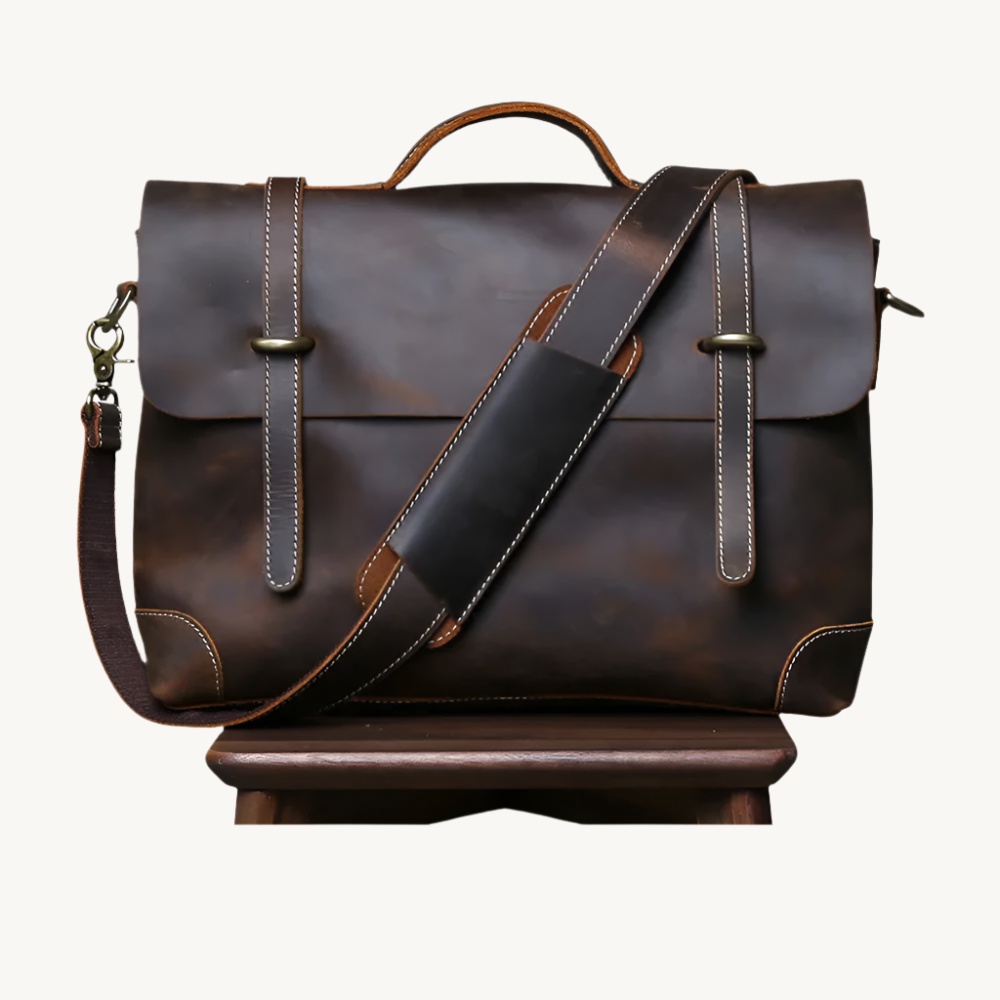 Dark Brown Classic Crazy Horse Leather Satchel