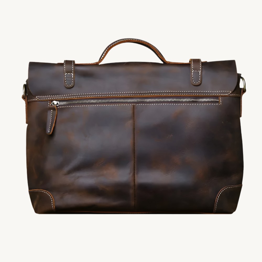 Dark Brown Classic Crazy Horse Leather Satchel
