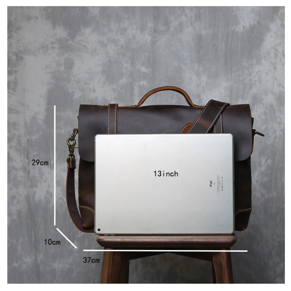 Dark Brown Classic Crazy Horse Leather Satchel
