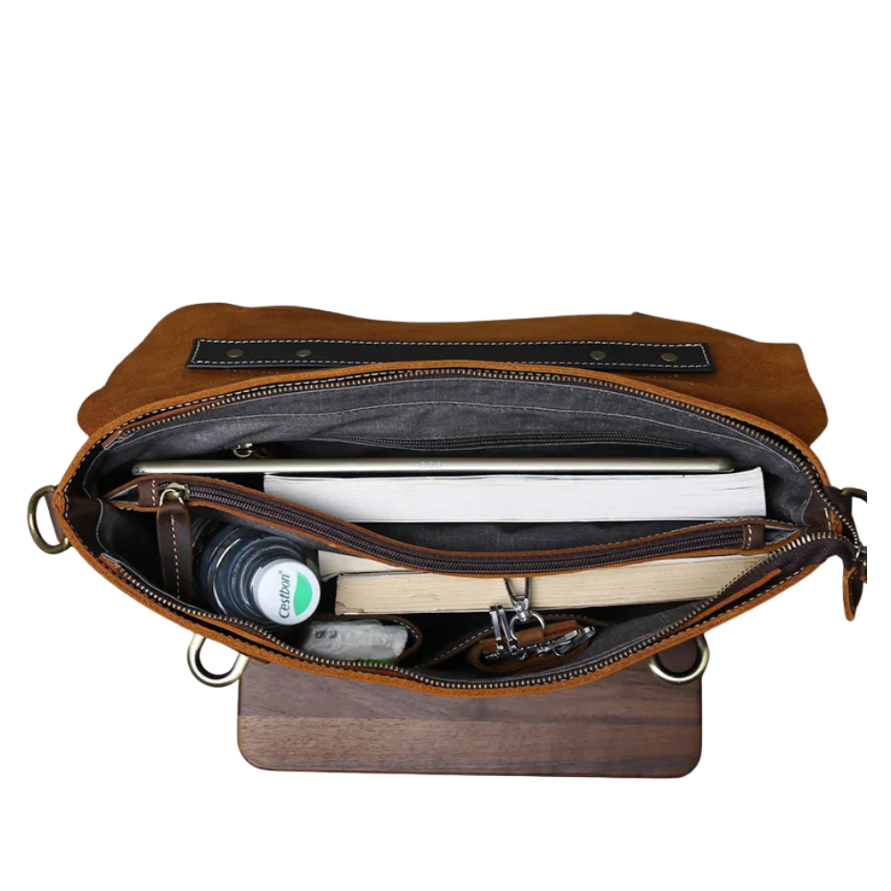 Dark Brown Classic Crazy Horse Leather Satchel