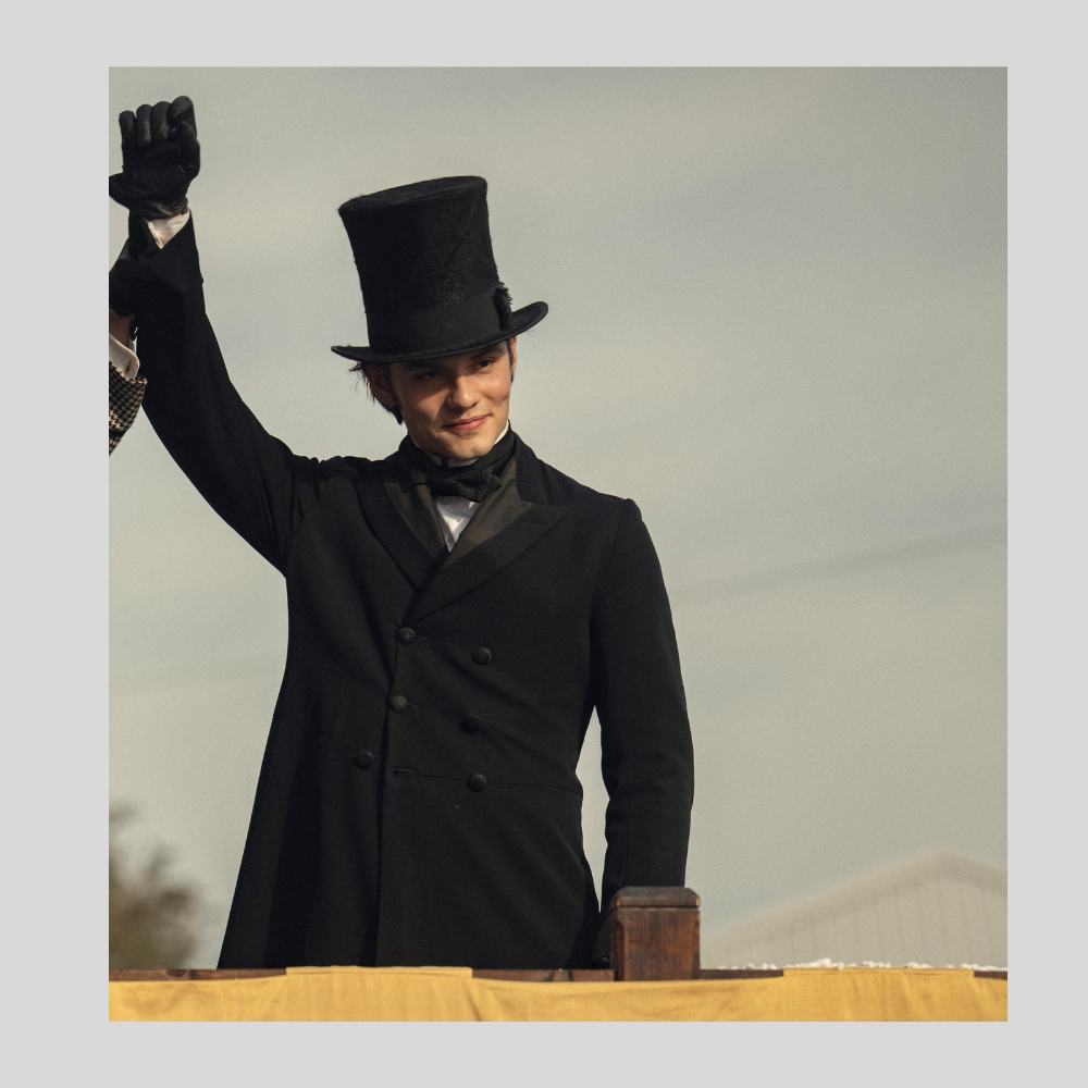 Louis Partridge Edward Guinness House of Guinness Black Wool Coat