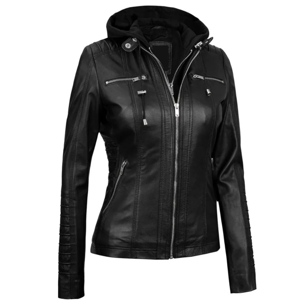 Black Nebula Hood Biker Jacket