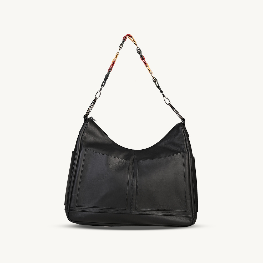 The Black Allure Leather Hobo Bag