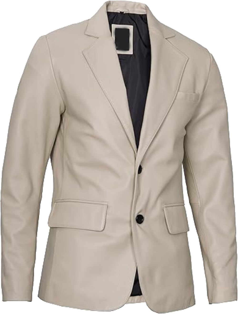 Beige casual classic blazer for men, lightweight and unlined jacket.