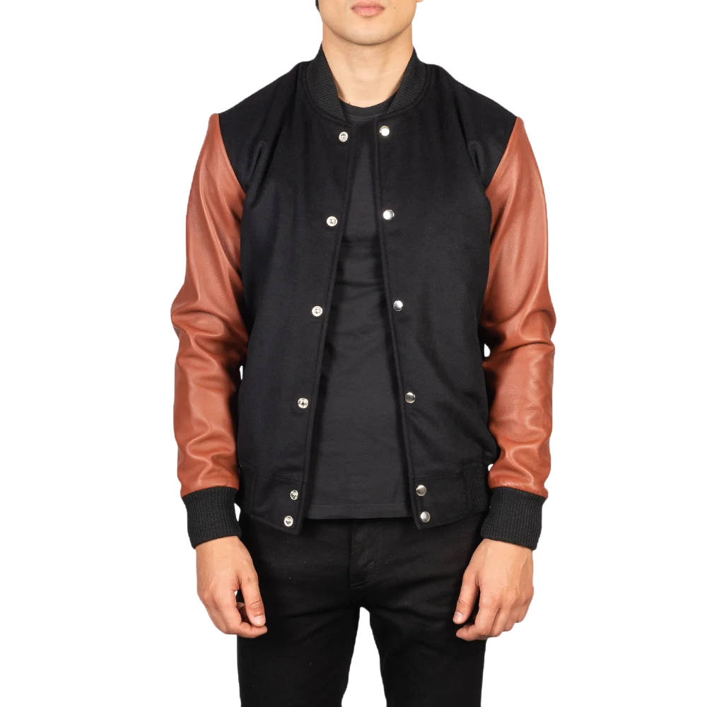 Black & Brown Maverick Varsity Jacket