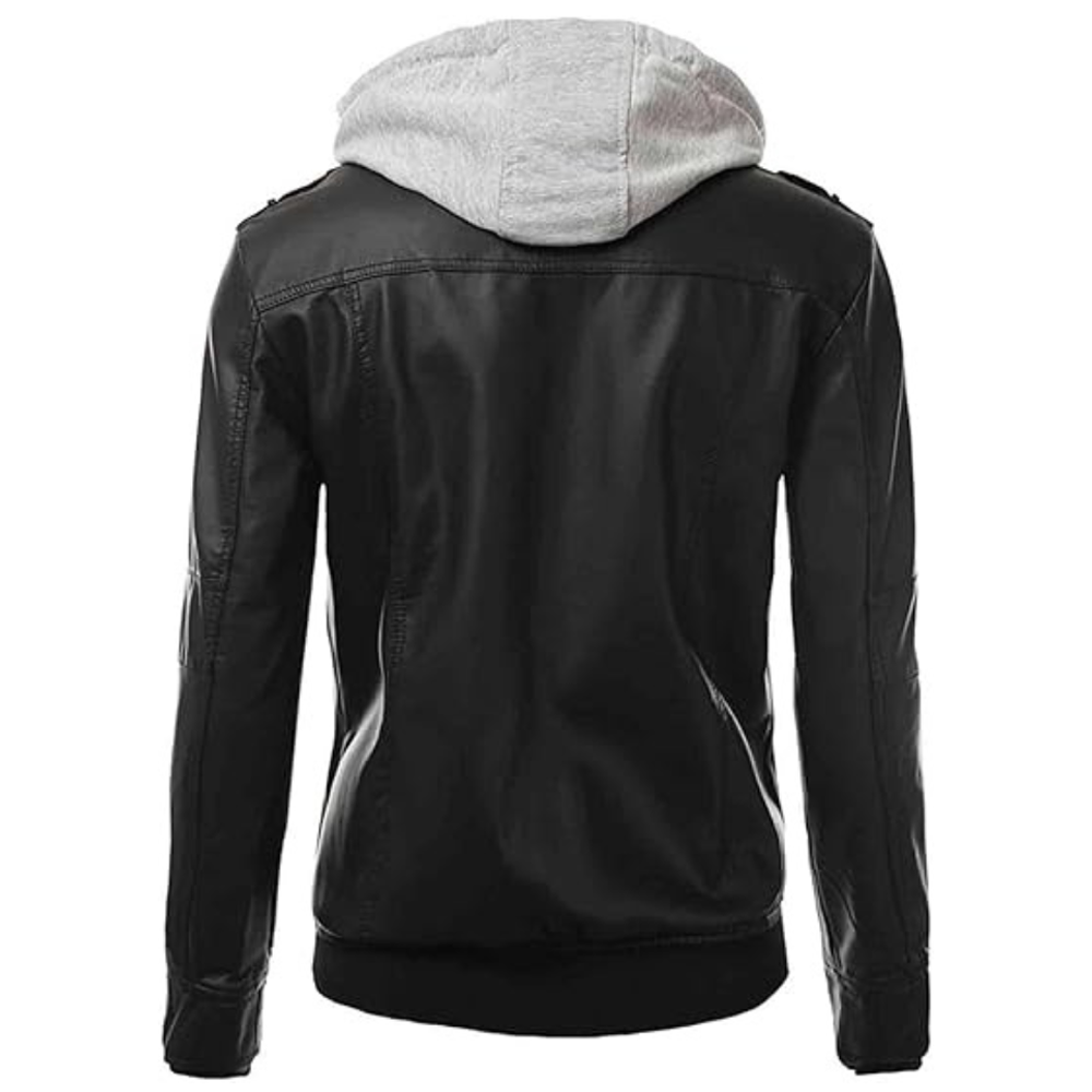 Black Cafe Racer Hooded Jacket