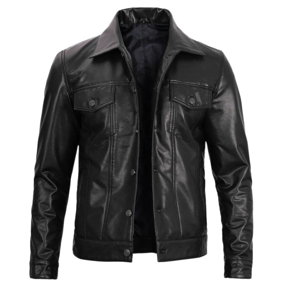 Black Leather Trucker Renegade