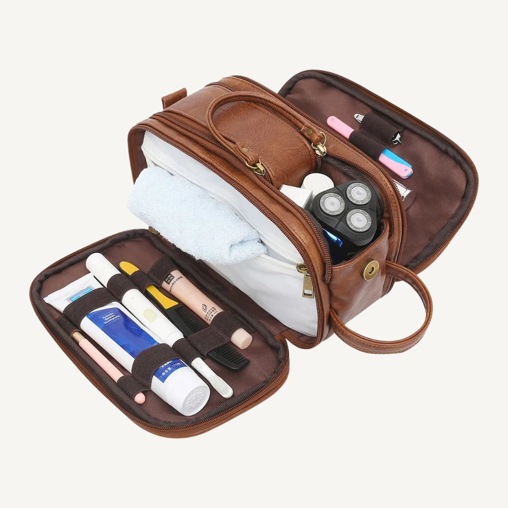 Brown Vintage Leather Dopp Kit
