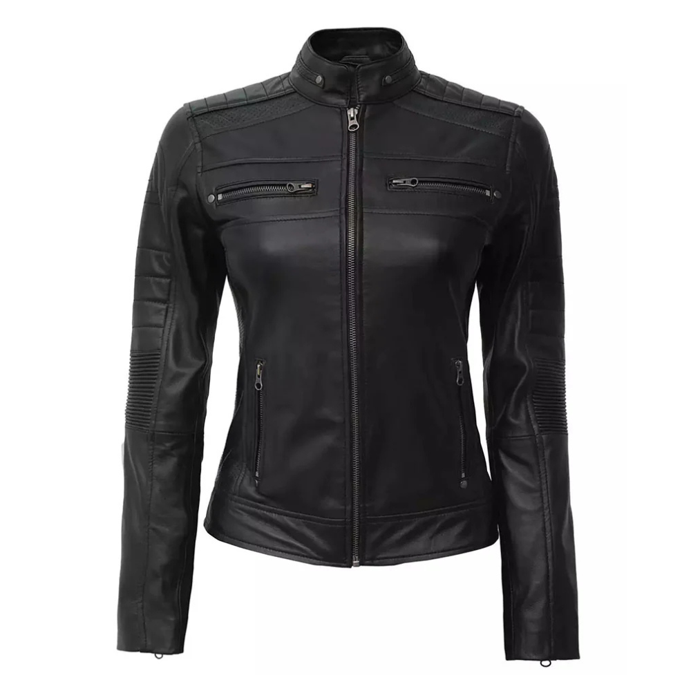 Classic-Black-Leather-Biker-Jacket-For-Women's