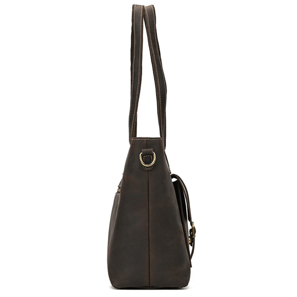 Dark Brown Leather Tote Bag