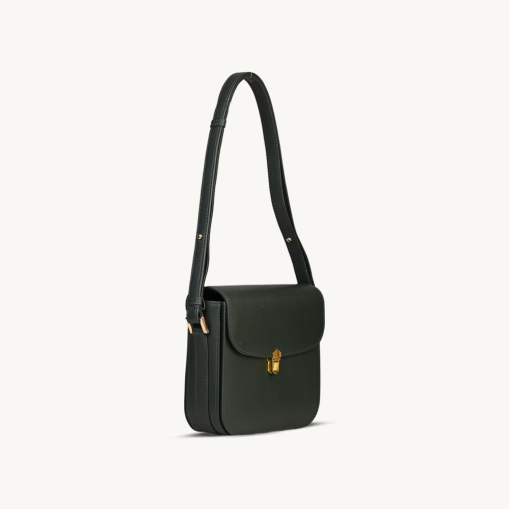 Modern Black Leather Shoulder Bag