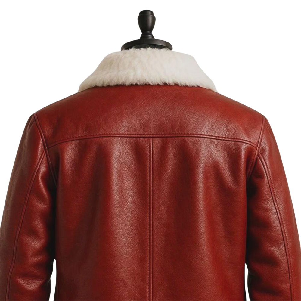 The Santa B3 Pilot Red Faux Shearling Leather Jacket