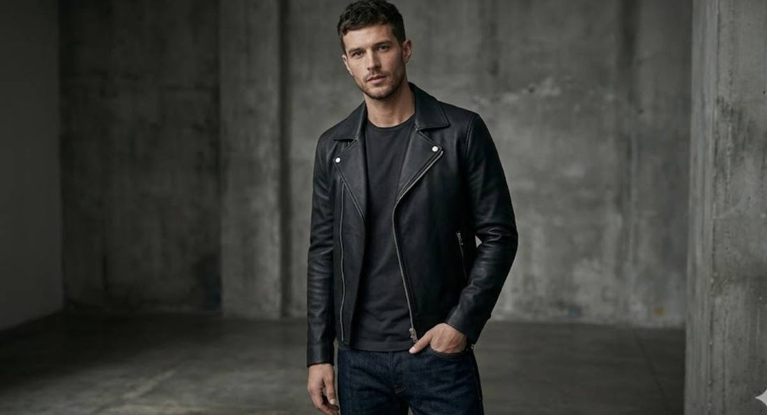 Anthony Jeselnik leather jacket style — slim fit matte black biker jacket men 2026 — Pious Leather