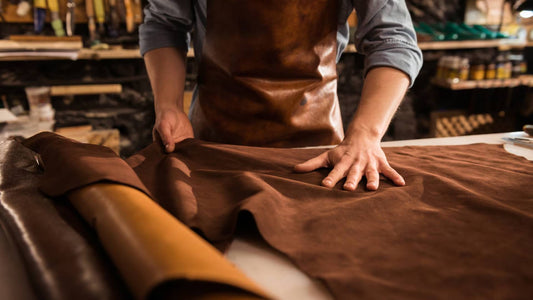 Natural leather texture representing sustainable and ethical leather sourcing
