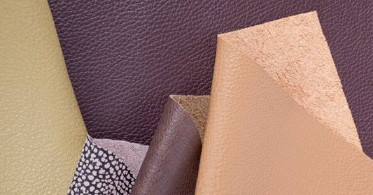 Close-up texture comparison showing genuine leather versus vegan synthetic leather material
