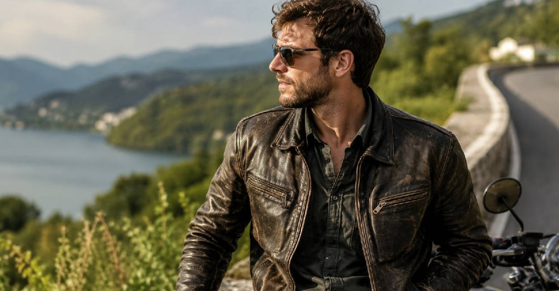 Well-worn leather jacket with rich patina showing decades of quality leather jacket longevity