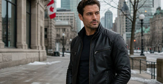 •	Premium mens leather jacket full-grain black — Pious Leather Canada