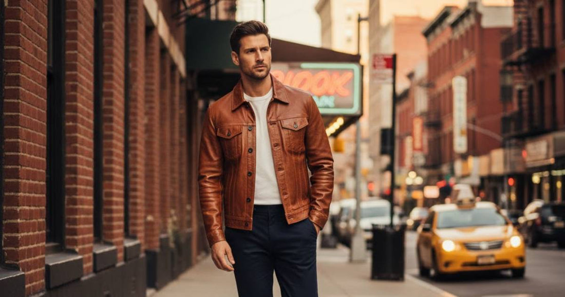 celebrity leather jacket men's styles 2026 — premium genuine leather biker and bomber