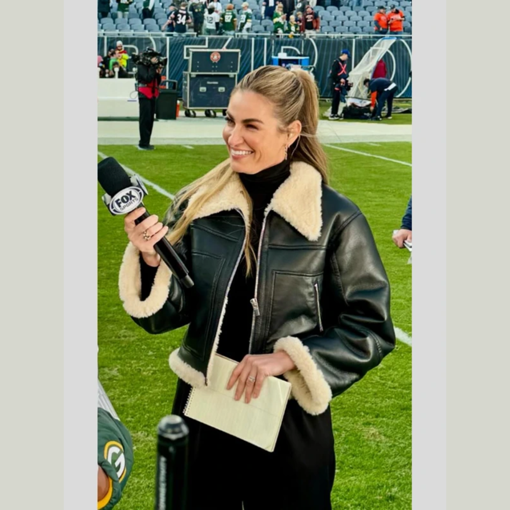Erin-Andrews-Black-Leather-Shearling-Jacket