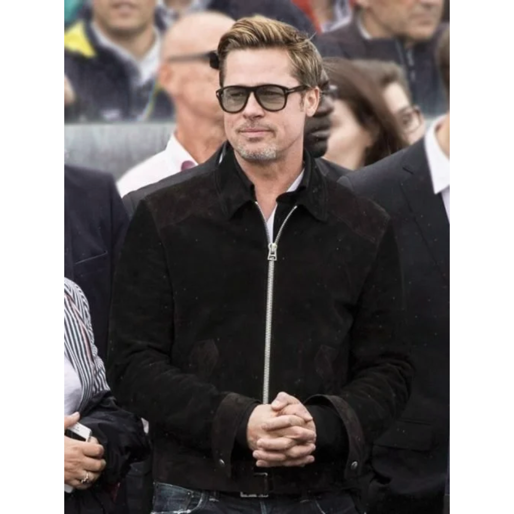 Brad-Pitt-F1-2025-Suede-Black-Jacket