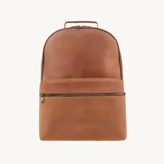 Tan-Brown-Leather-Backpack