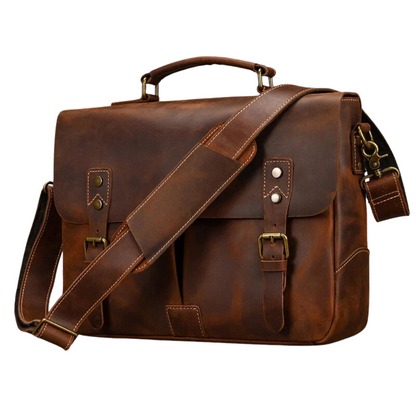 ﻿Brown Loop Leather Briefcase