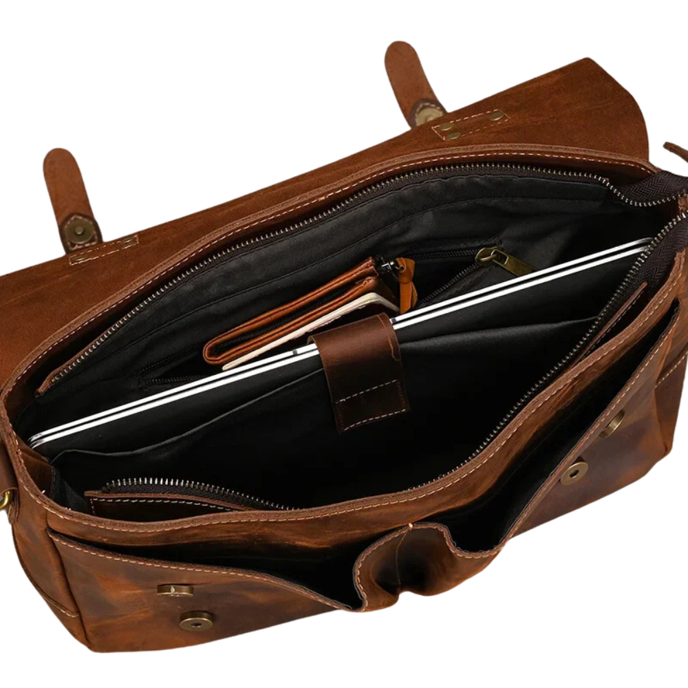 ﻿Brown Loop Leather Briefcase