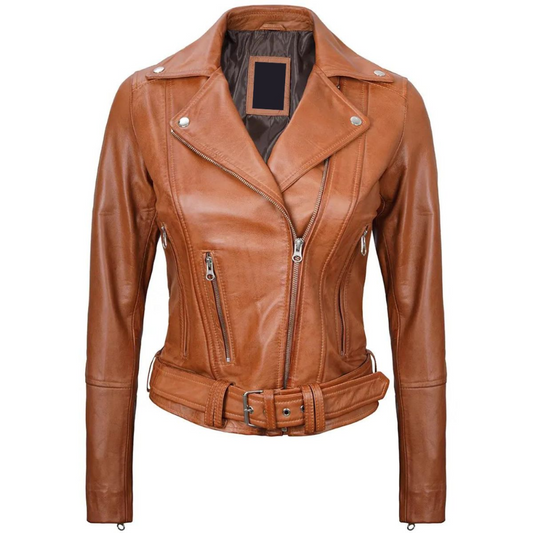 ﻿Light Brown Zephyr Biker Jacket