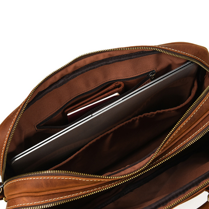 Tan Quasar Leather Briefcase