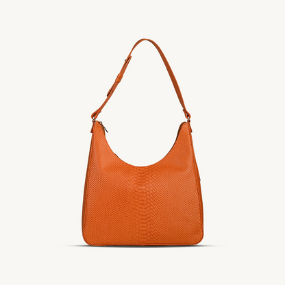 The Orange Textured Leather Hobo Bag