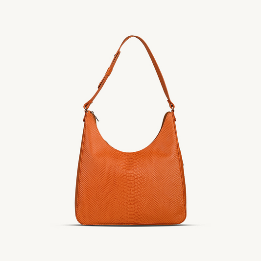 The Orange Textured Leather Hobo Bag
