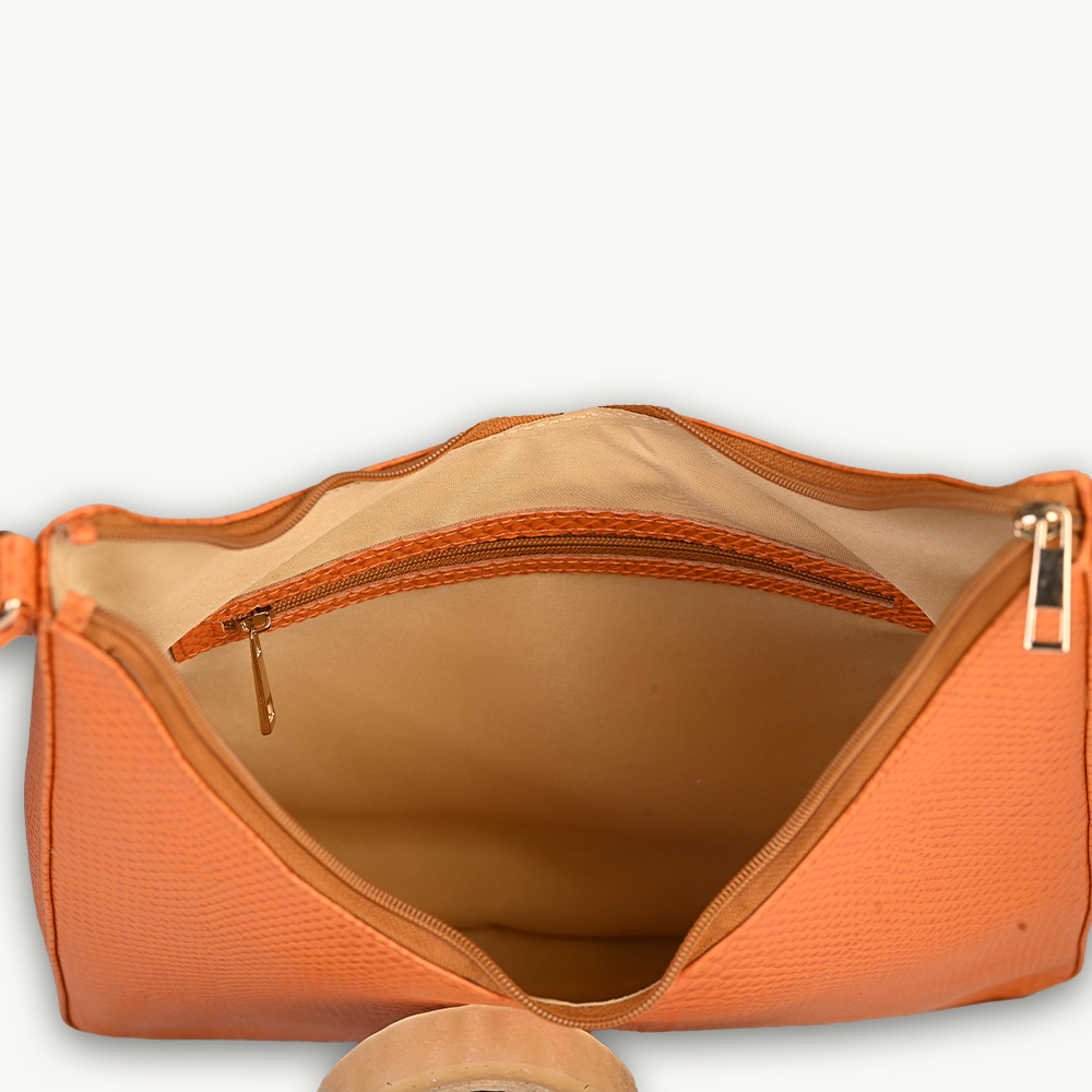 The Orange Textured Leather Hobo Bag