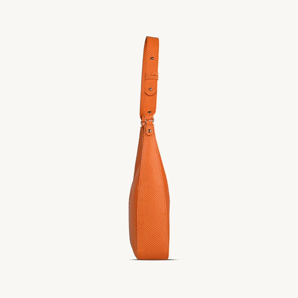 The Orange Textured Leather Hobo Bag