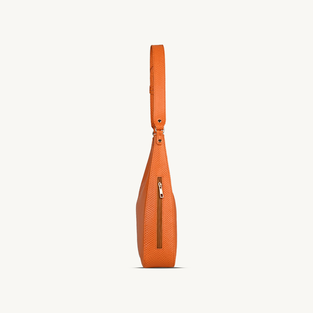 The Orange Textured Leather Hobo Bag
