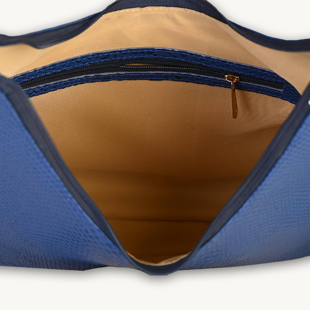 The Blue Textured Leather Hobo Bag