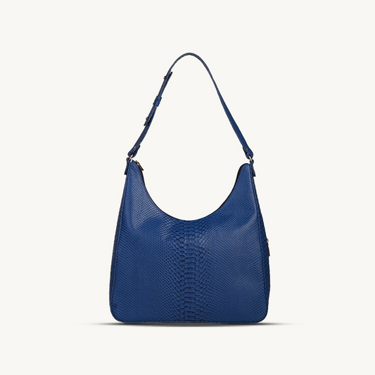 The Blue Textured Leather Hobo Bag
