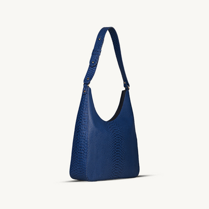 The Blue Textured Leather Hobo Bag