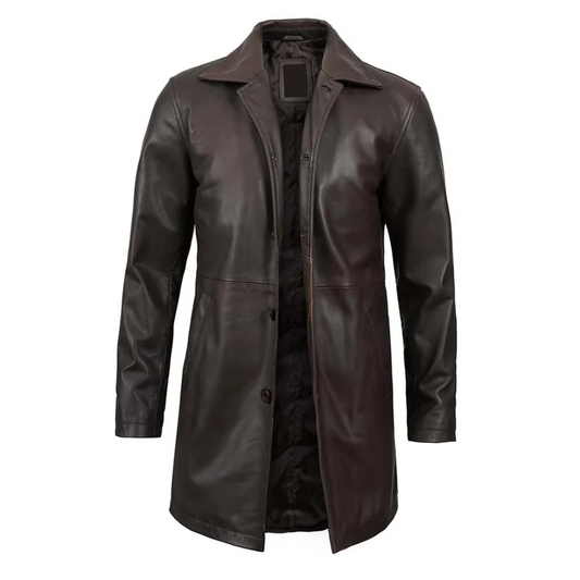 ﻿Dark Brown Distressed Legacy Trench Coat