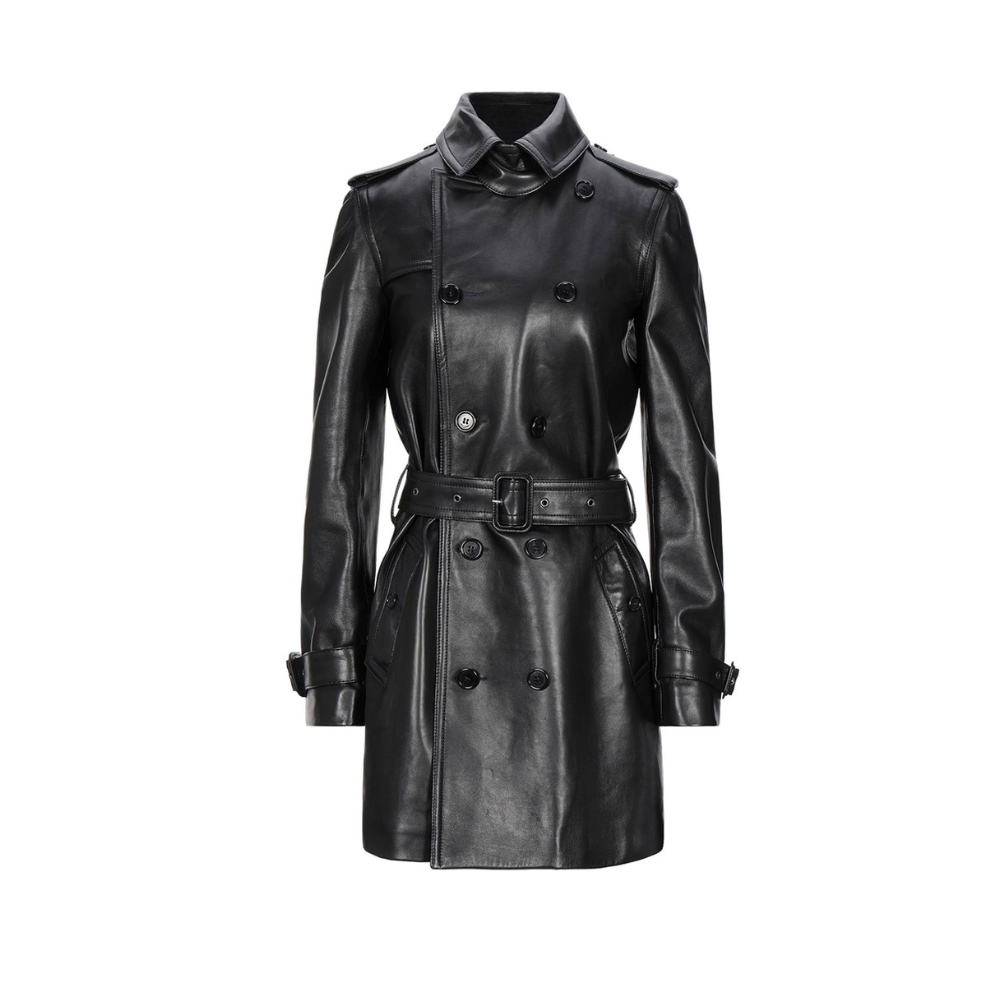 Philippine Leroy Emily In Paris Black Full-Grain Leather Trench Coat
