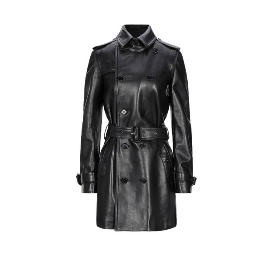 Philippine Leroy Emily In Paris Black Full-Grain Leather Trench Coat