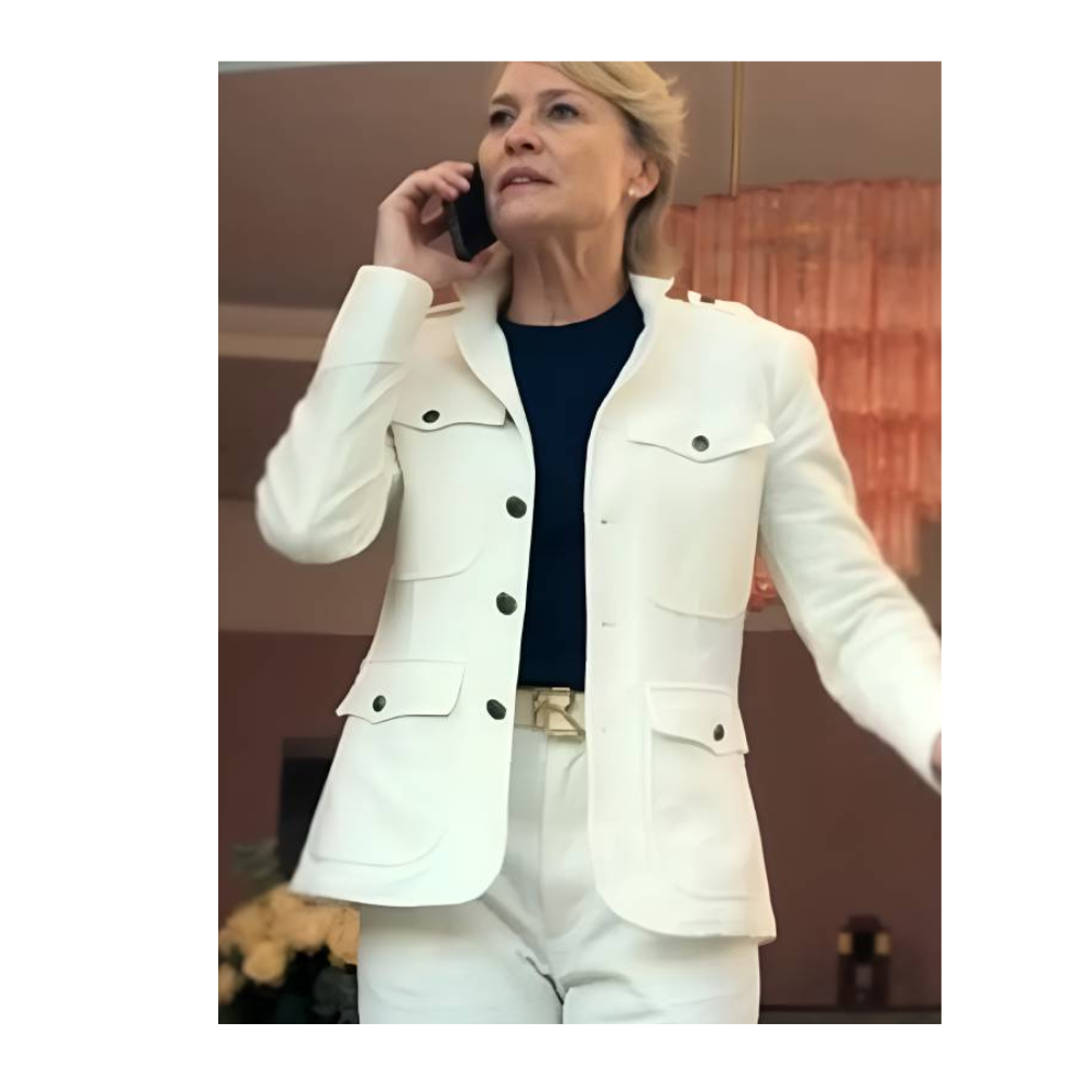 Women's Elegant White Cotton Jacket with Stand Up Collar