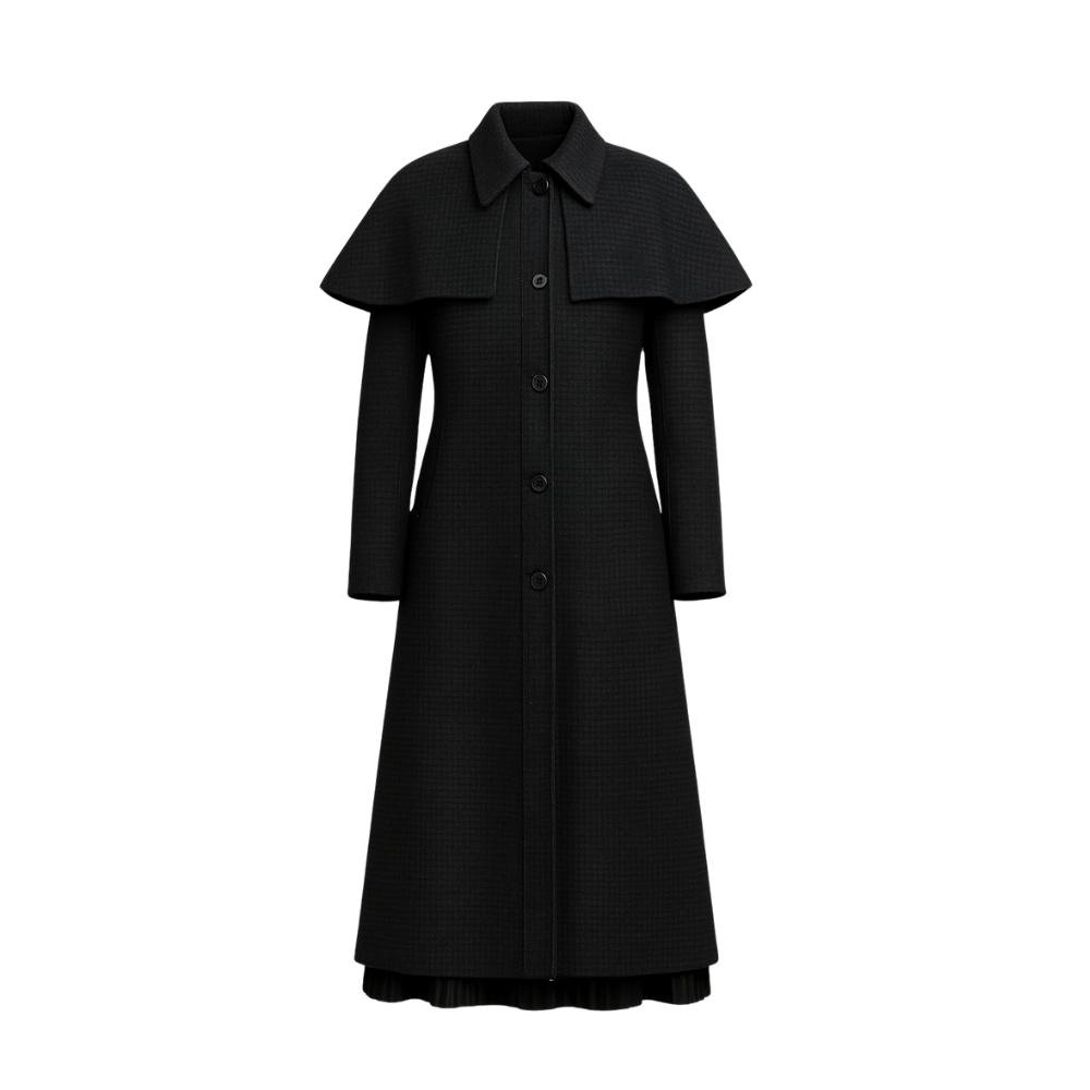 Jenna Ortega Wednesday Dark Grey Wool Blend Coat