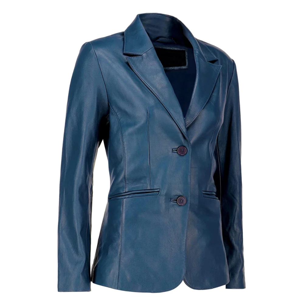 Blue Sapphire Leather Blazer