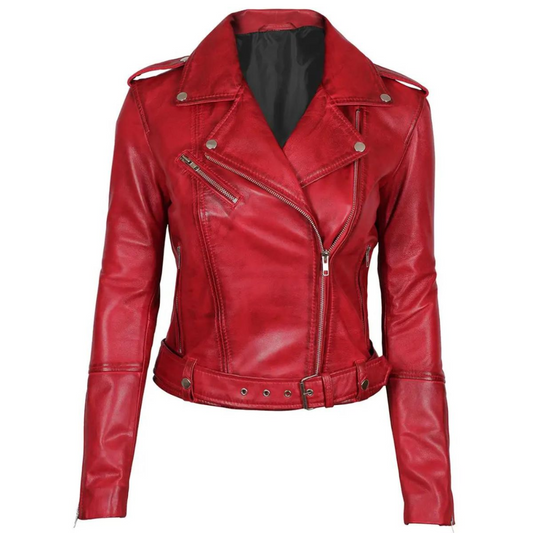 ﻿Red Zenith Biker Jacket