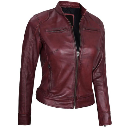Maroon Serenade Biker Jacket