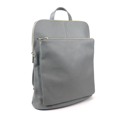 Pebbled Gray Leather Backpack