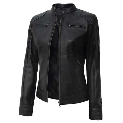 Black Cascade Biker Jacket