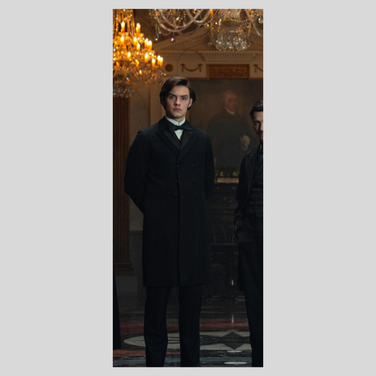 Louis Partridge Edward Guinness House of Guinness Black Wool Coat